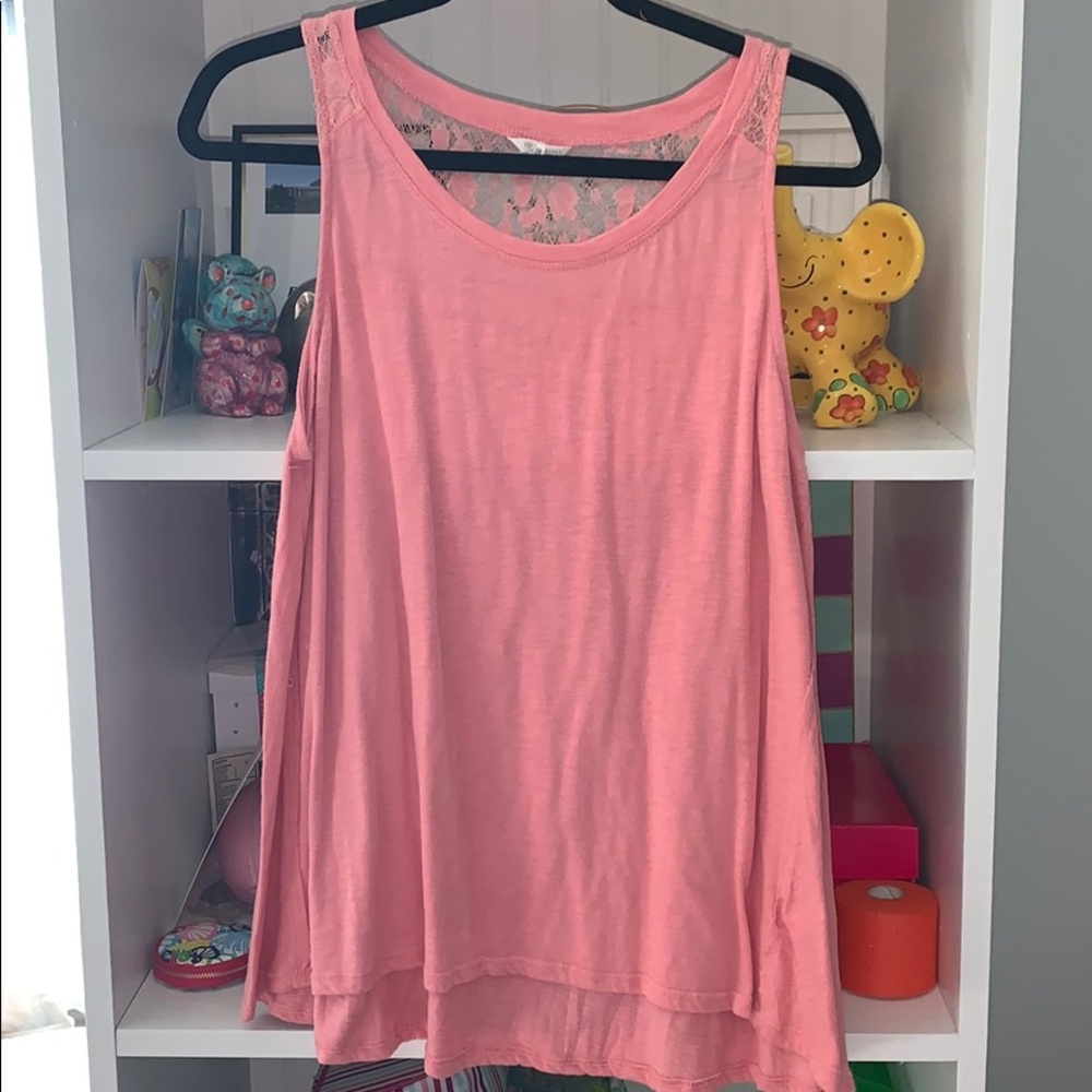 Pink tank top with lace back